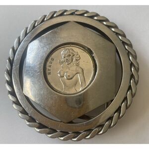 Handmade OOAK Silver Naughty Girl Lady Trucker Belt Buckle Heads/Tails Coin